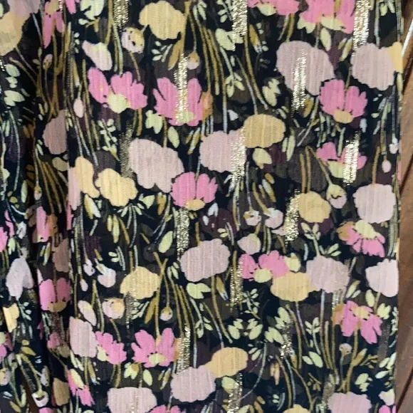 Relist9/28🔺LC Lauren Conrad floral print mini dress ruffle & metallic detail XS - Picture 12 of 17